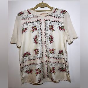 Tory Burch Floral Print Silk Shirt